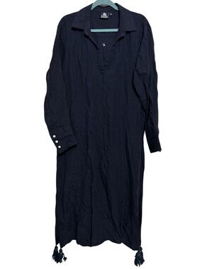 Madison Mathews Darren Maxi Dress Blue Tassel Detail Size L